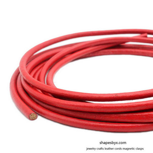 5mm Round Red Leather Strap Genuine Leather Cord 1 Yard