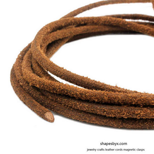 5mm Round Leather Strap Genuine Leather Cord 1 Yard Rustic Brown