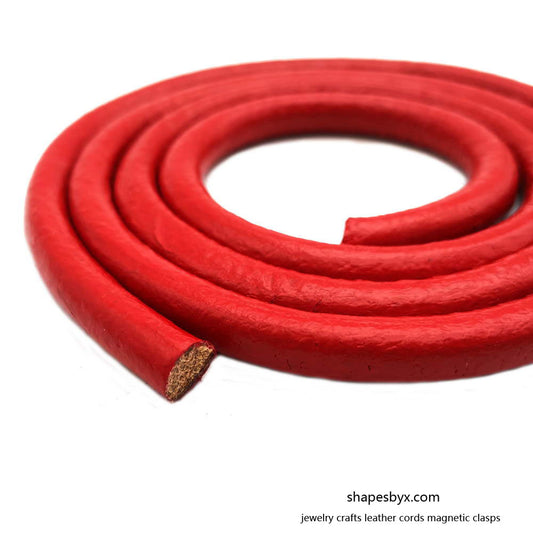 6mm Round Leather Cord Strap, Jewelry Making Cords Decor Real Leather Red