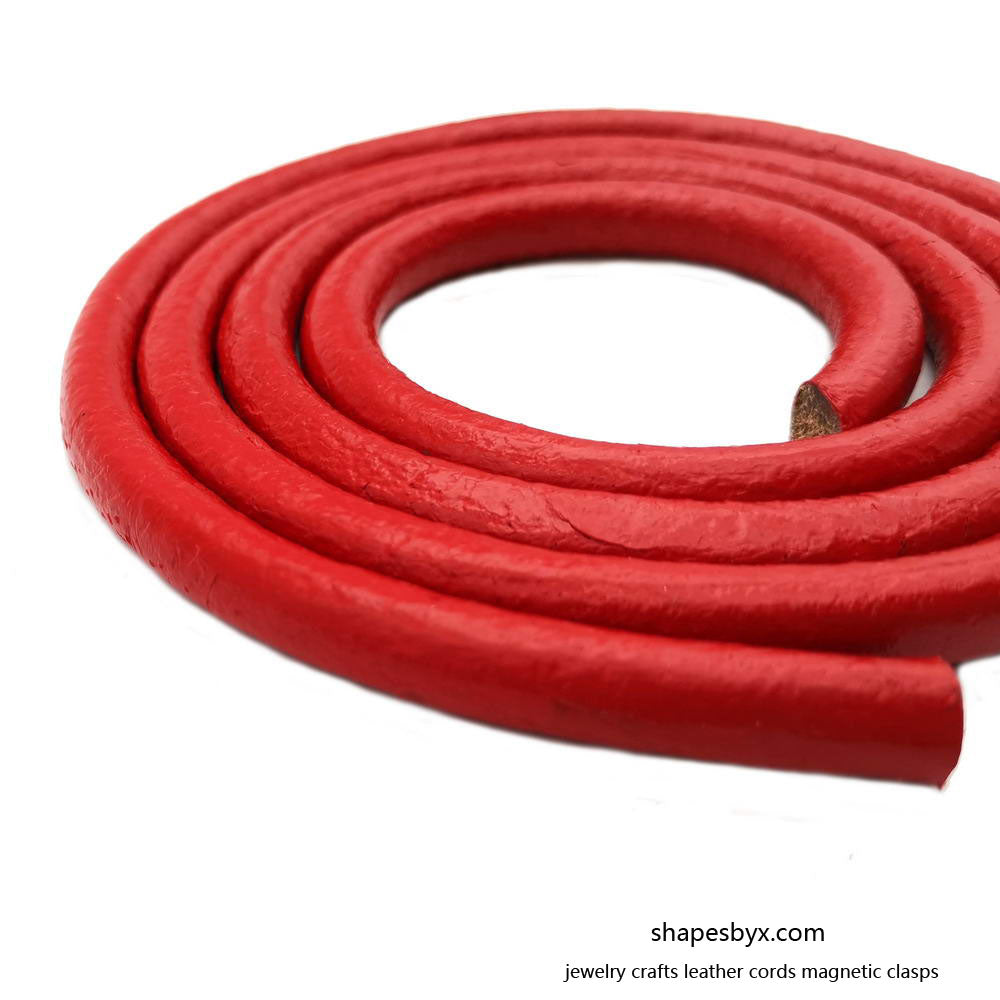 ShapesbyX-Sangle de cordon en cuir rond de 6 mm rouge, cordons pour la fabrication de bijoux en cuir véritable