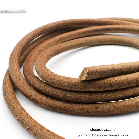 6mm Round Leather Cord Strap, Jewelry Making Cords Decor Real Leather Tan Natural