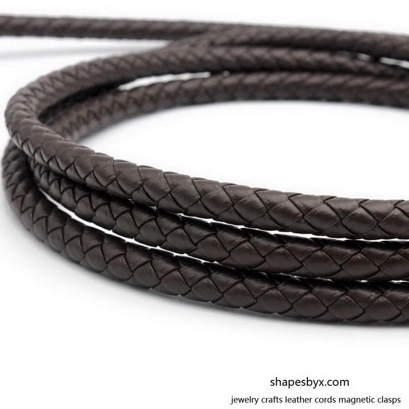 ShapesbyX-PU Faux Leather Cords 8mm Braided Round Fake Leather Synthetic Gold