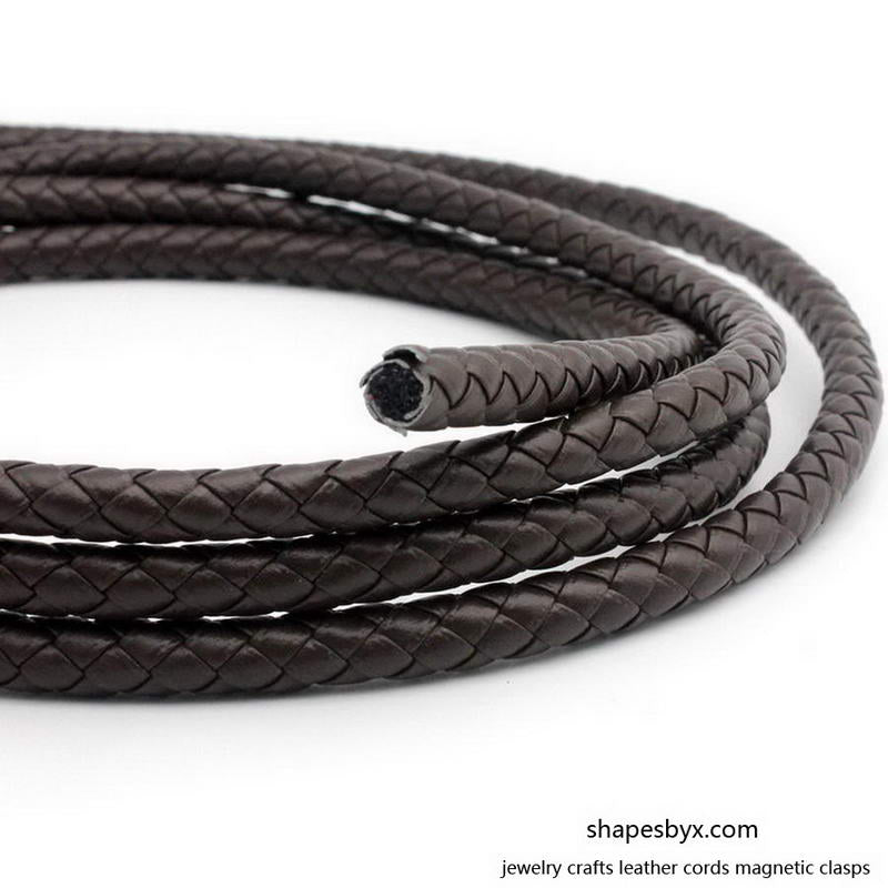 ShapesbyX-PU Faux Leather Cords 8mm Braided Round Fake Leather Synthetic Rustic Brown