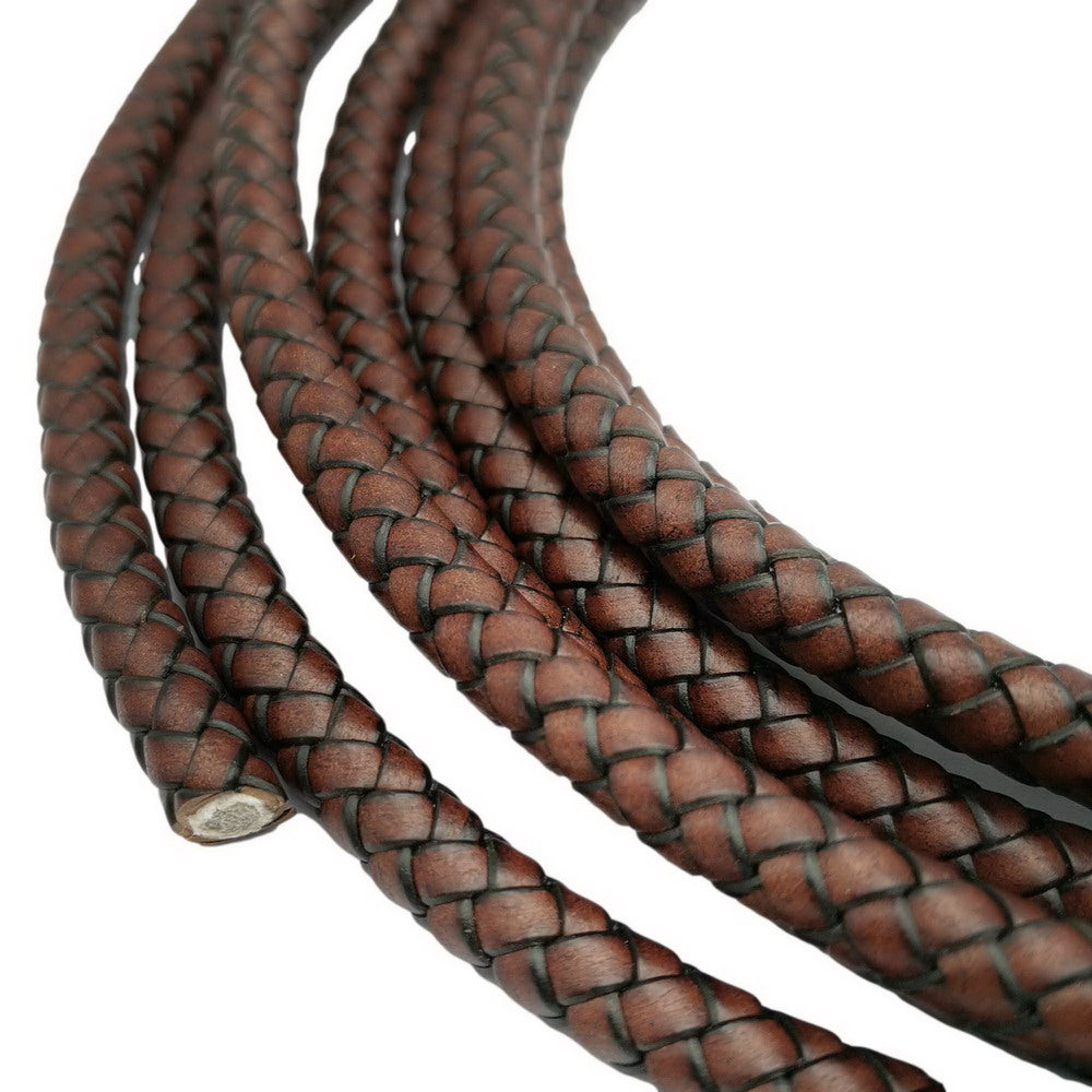 ShapesbyX-Cordon Bolo en cuir tressé de 8 mm, marron antique