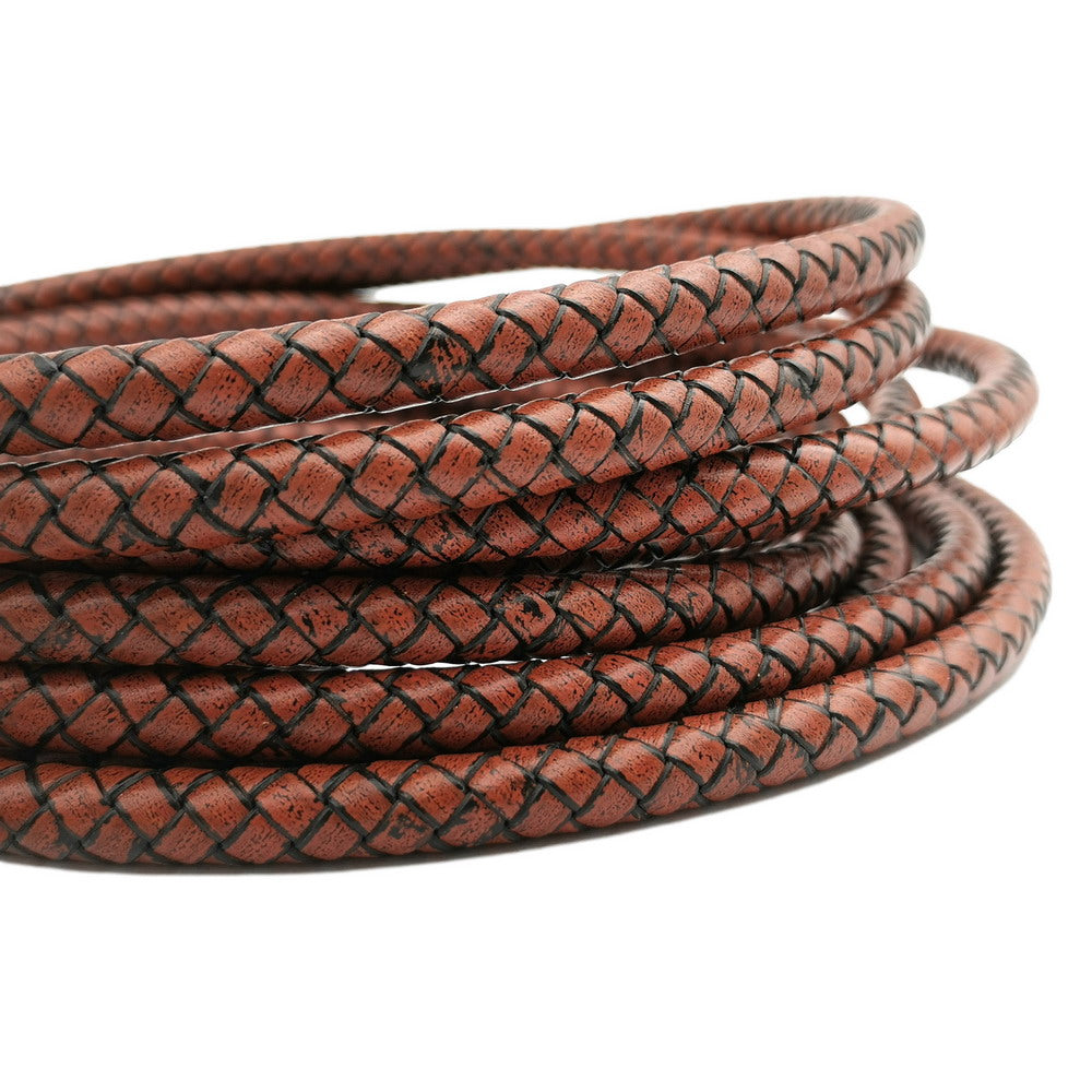 shapesbyX-8mm Braided Leather Bolo Cord Round Leather Strap for Jewelry Making Antique Brown