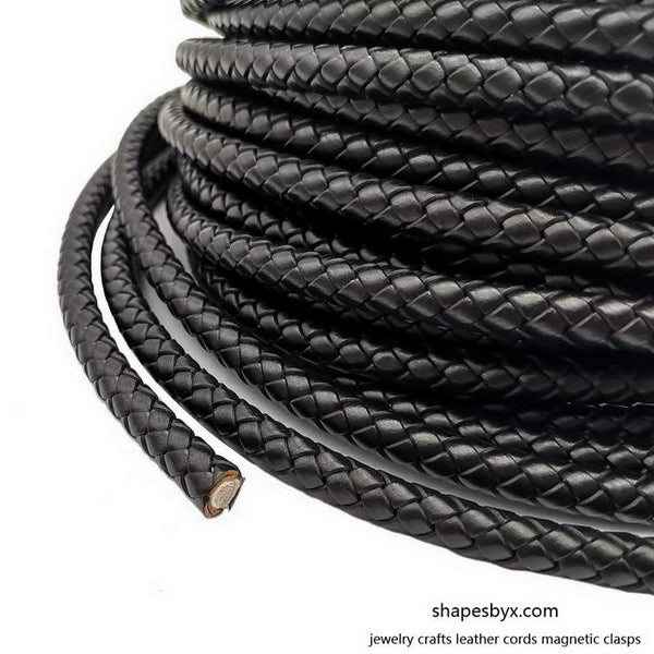 Black Braided Leather Cord round Jewelry Cord for Jewelry DIY