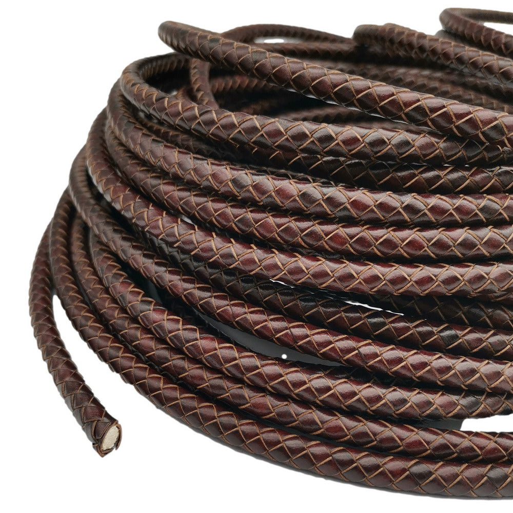 shapesbyX-8mm Braided Leather Bolo Cord Antique Brown