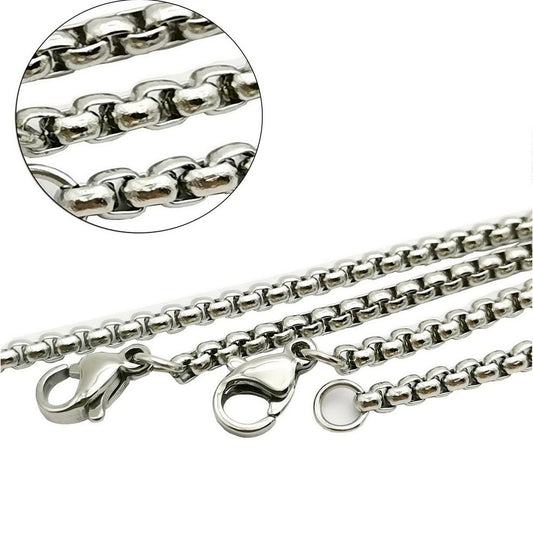 shapebyX-3 pièces chaînes Nekclace en acier inoxydable, chaîne de bracelet de cheville 23,5 pouces de long 2,5 mm de diamètre rond