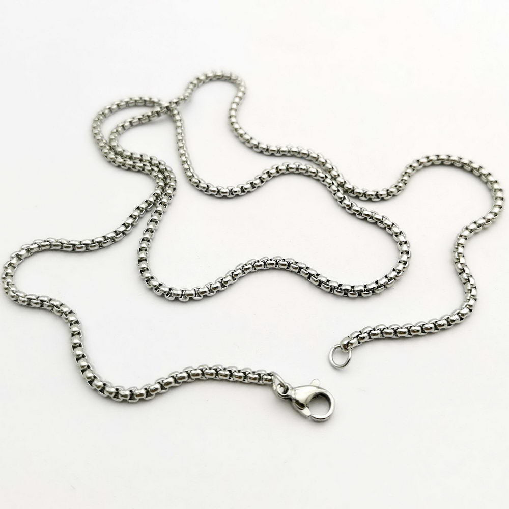 shapesbyX-3 Pieces Stainless Steel Nekclace Chains,Bracelet Anklet Chain 23.5 Inches Long 2.5mm diameter Round