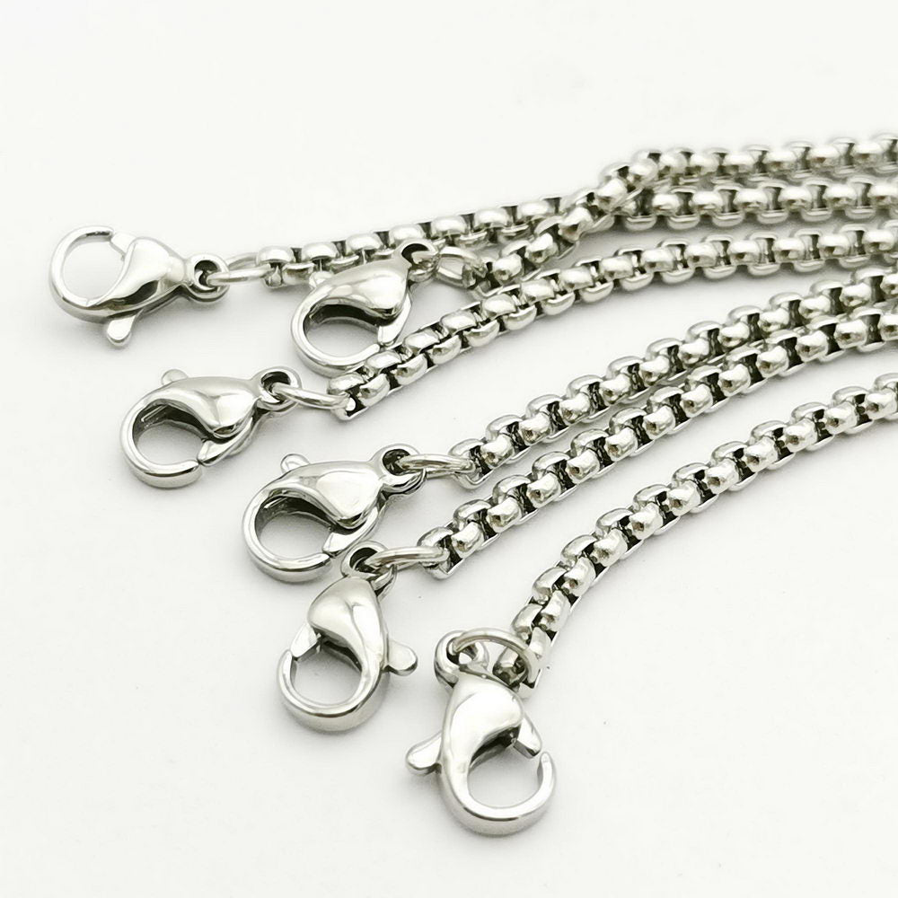 shapesbyX-3 Pieces Stainless Steel Nekclace Chains,Bracelet Anklet Chain 23.5 Inches Long 2.5mm diameter Round