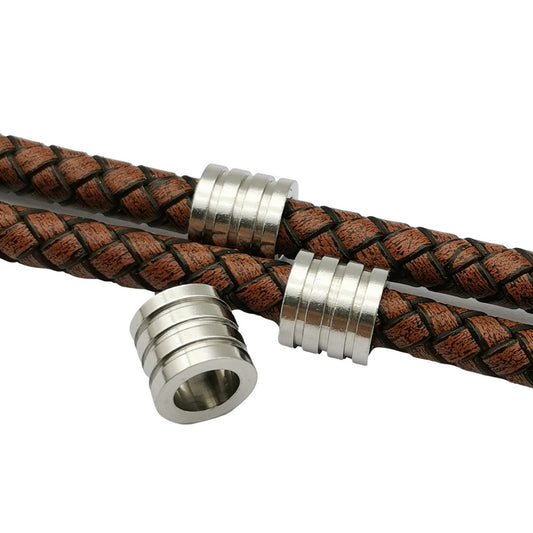5 Stück Edelstahl-Armbänder, Schiebeperlen, Armbandanhänger, 6 mm innen, für 6,0 mm runde Kordel