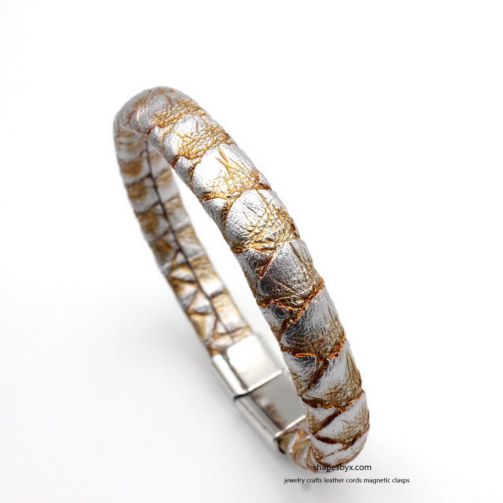 shapesbyX-10mm Licorice Leather Cords Light Gold Snake Skin Scale Pattern 10x6mm for Snake Bracelet Jewelry Making
