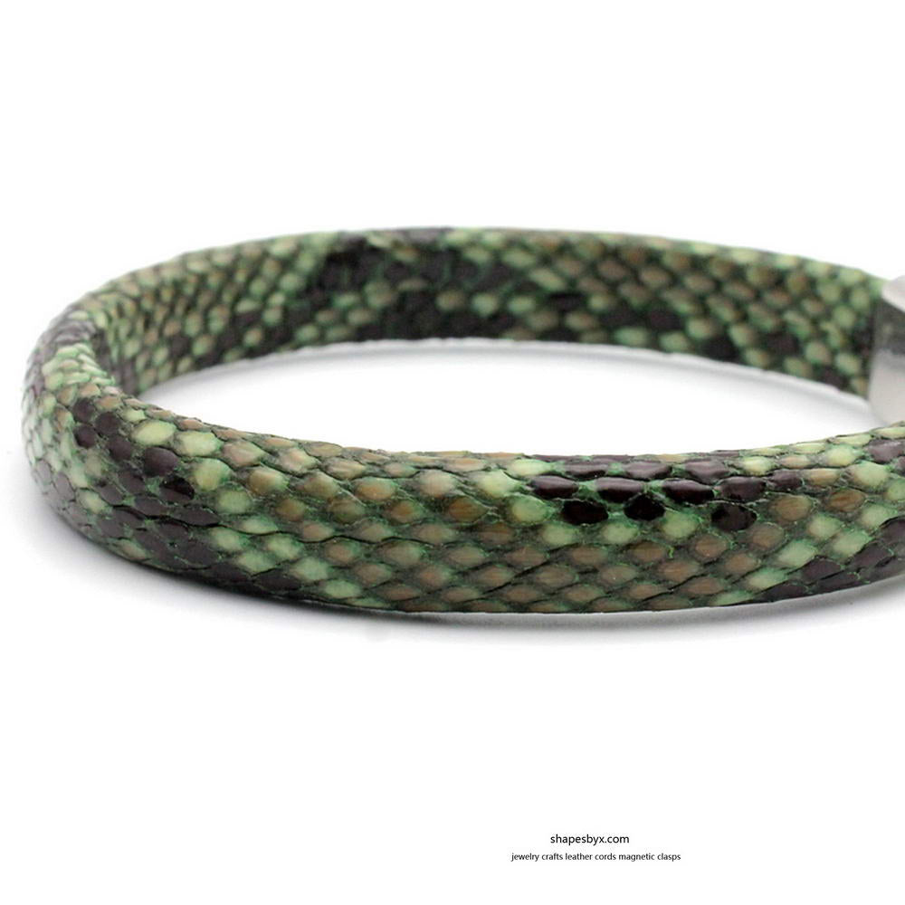 shapesbyX-10mm Licorice Leather Cords Snake Skin Pattern 10x6mm for Snake Bracelet Jewelry Making Green