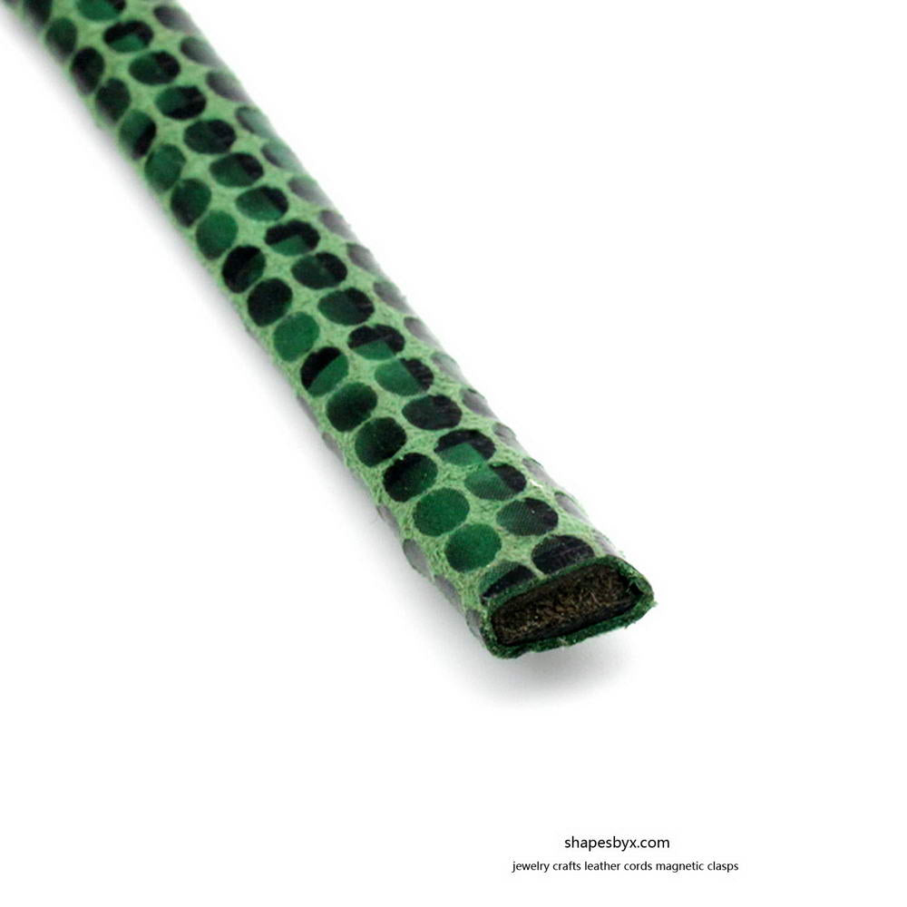 shapesbyX-10mm Licorice Leather Cords Snake Skin Pattern 10x6mm for Snake Bracelet Jewelry Making Green