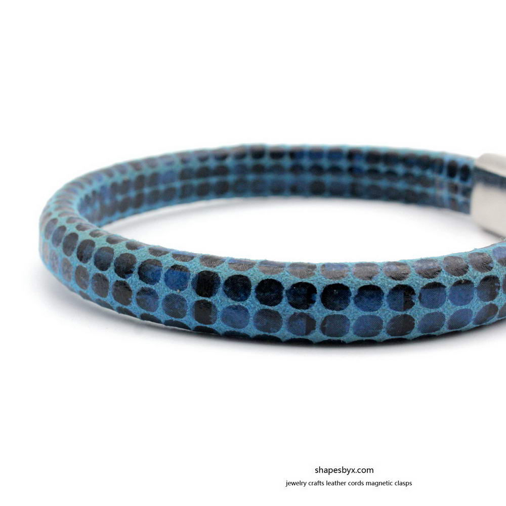 shapesbyX-10mm Licorice Leather Cords Snake Skin Pattern 10x6mm for Snake Bracelet Jewelry Making Blue