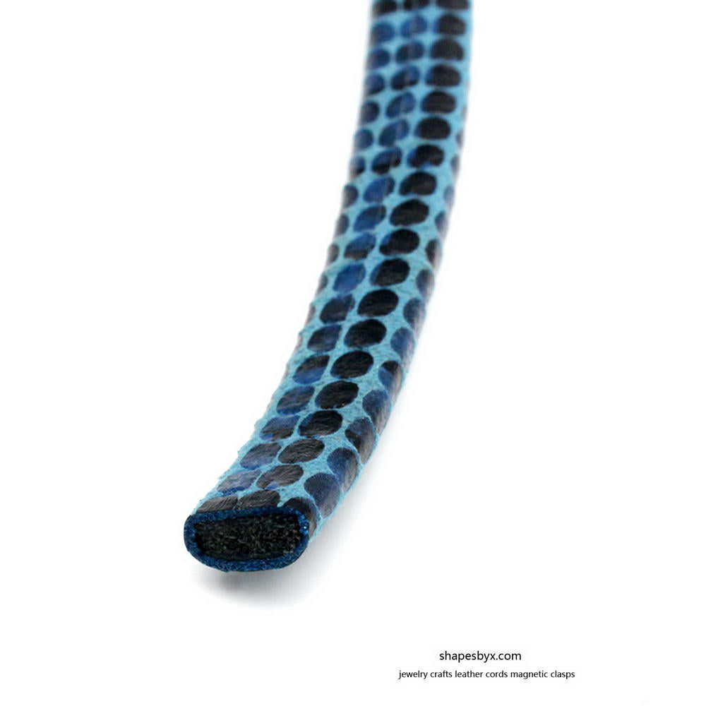 shapesbyX-10mm Licorice Leather Cords Snake Skin Pattern 10x6mm for Snake Bracelet Jewelry Making Blue