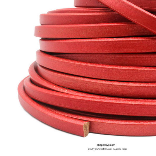 1 Yard Licorice Leather Cords 10mmx6mm Leather Bangle Bracelet Making 10x6mm Metallic Red