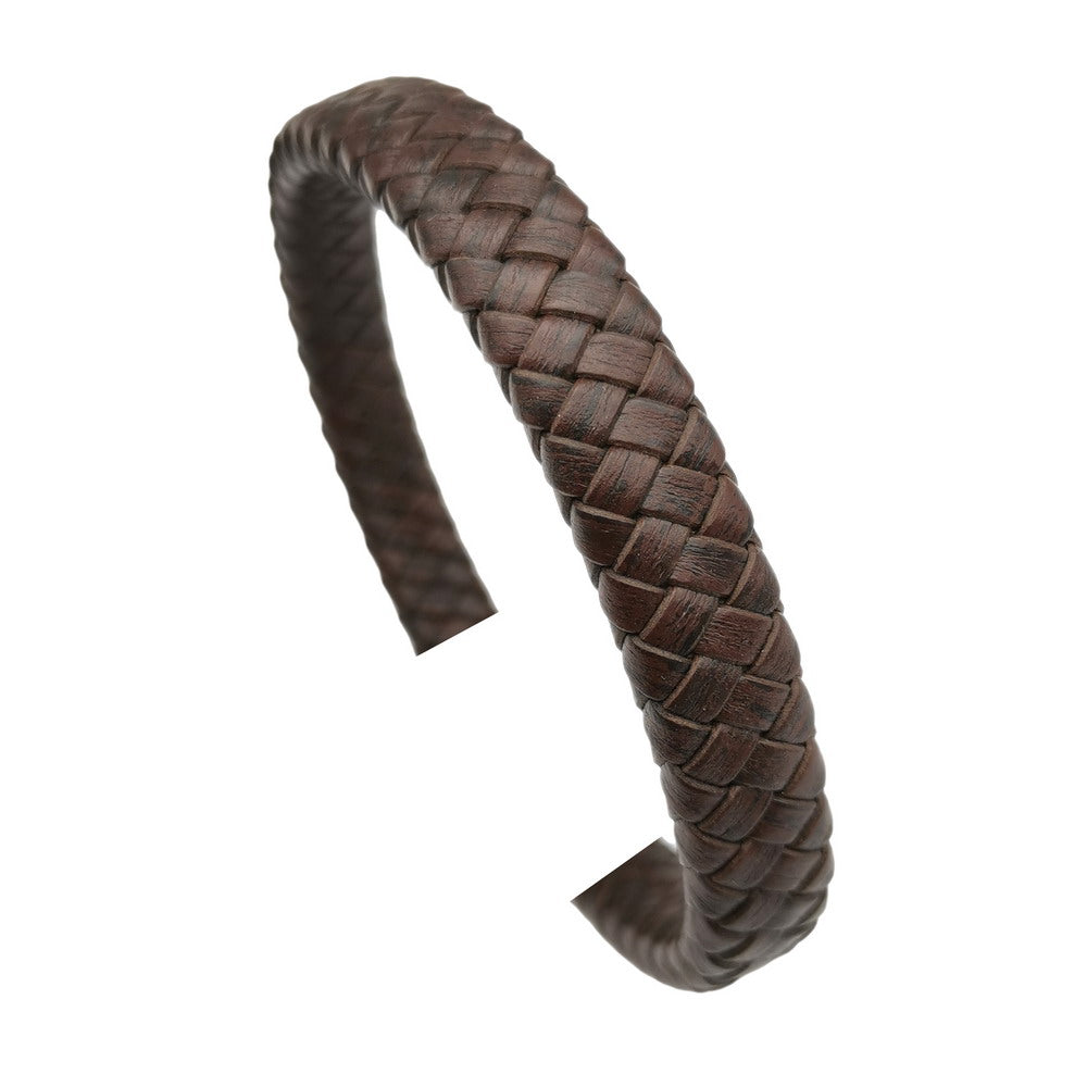 shapesbyX-12x6mm Braided Leather Strap Braid Bracelet Making Leather Cord Distressed Dark Brown