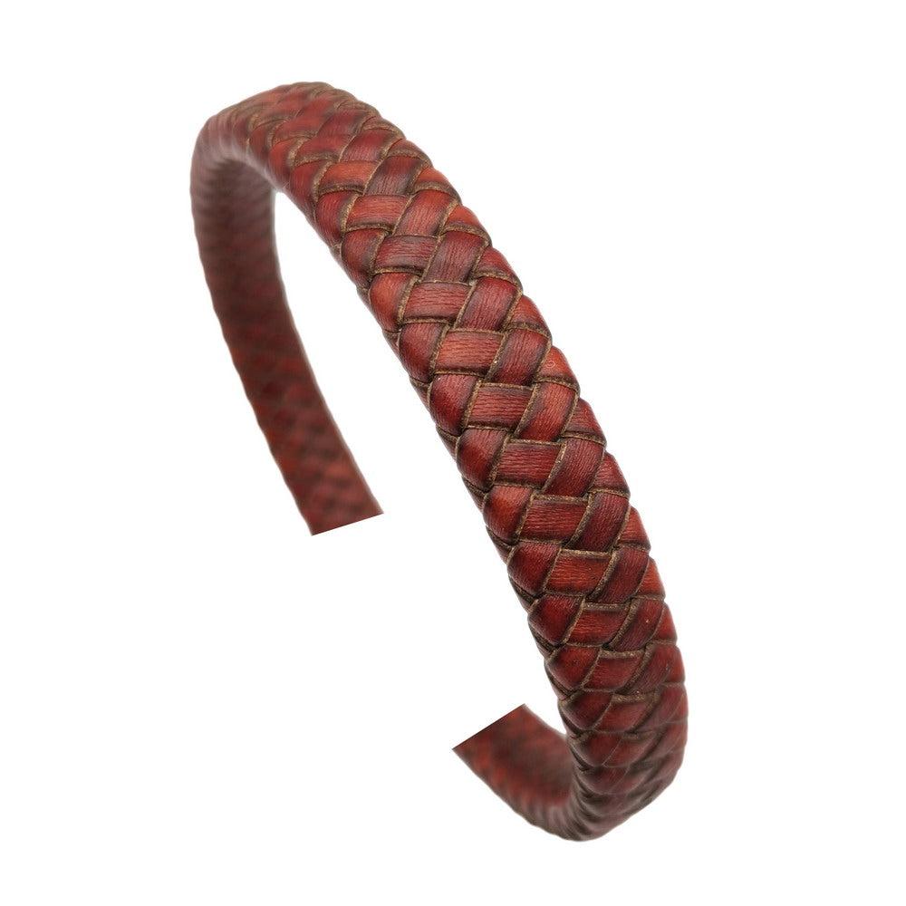 shapesbyX-12x6mm Braided Leather Strap Braid Bracelet Making Leather Cord Distressed Red 12mmx6mm