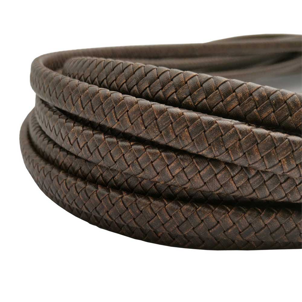 shapesbyX-12x6mm Braided Leather Strap Braid Bracelet Making Leather Cord Weathered Brown