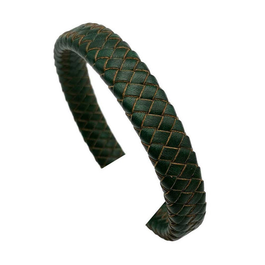 12x6mm Braided Leather Strap Braid Bracelet Making Leather Cord Dark Green