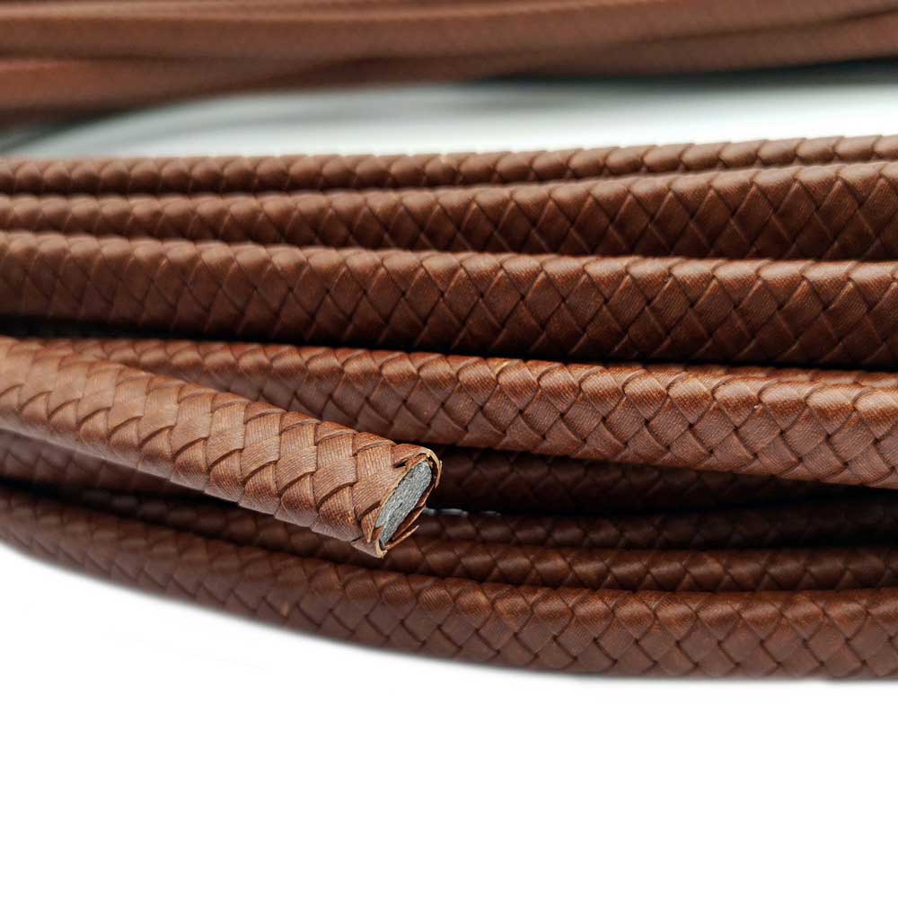 shapesbyX-12x6mm Braided Leather Strap Braid Bracelet Making Leather Cord Brown