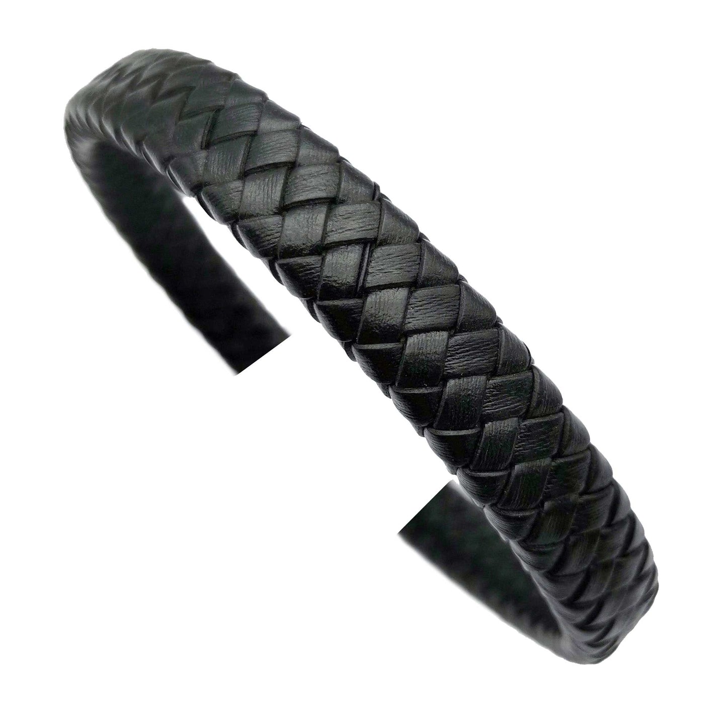 shapesbyX-12x6mm Braided Leather Strap Braid Bracelet Making Leather Cord Black
