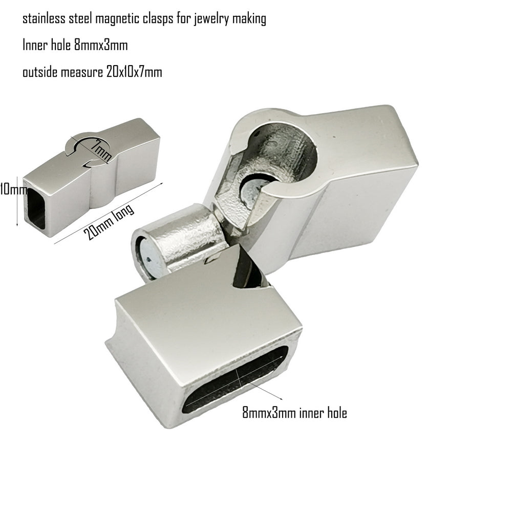 1 Piece Magnetic Clasps for Bracelet Making 8mmx3mm Inner Mechanism Lock for 8mm Flat Band Bracelet Closure