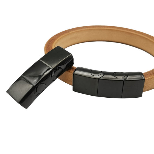 Fermoirs magnétiques en acier inoxydable 316, trou intérieur de 11mm x 6mm, pour colle de cordon en cuir de réglisse dans la fabrication de bracelets, 1 pièce