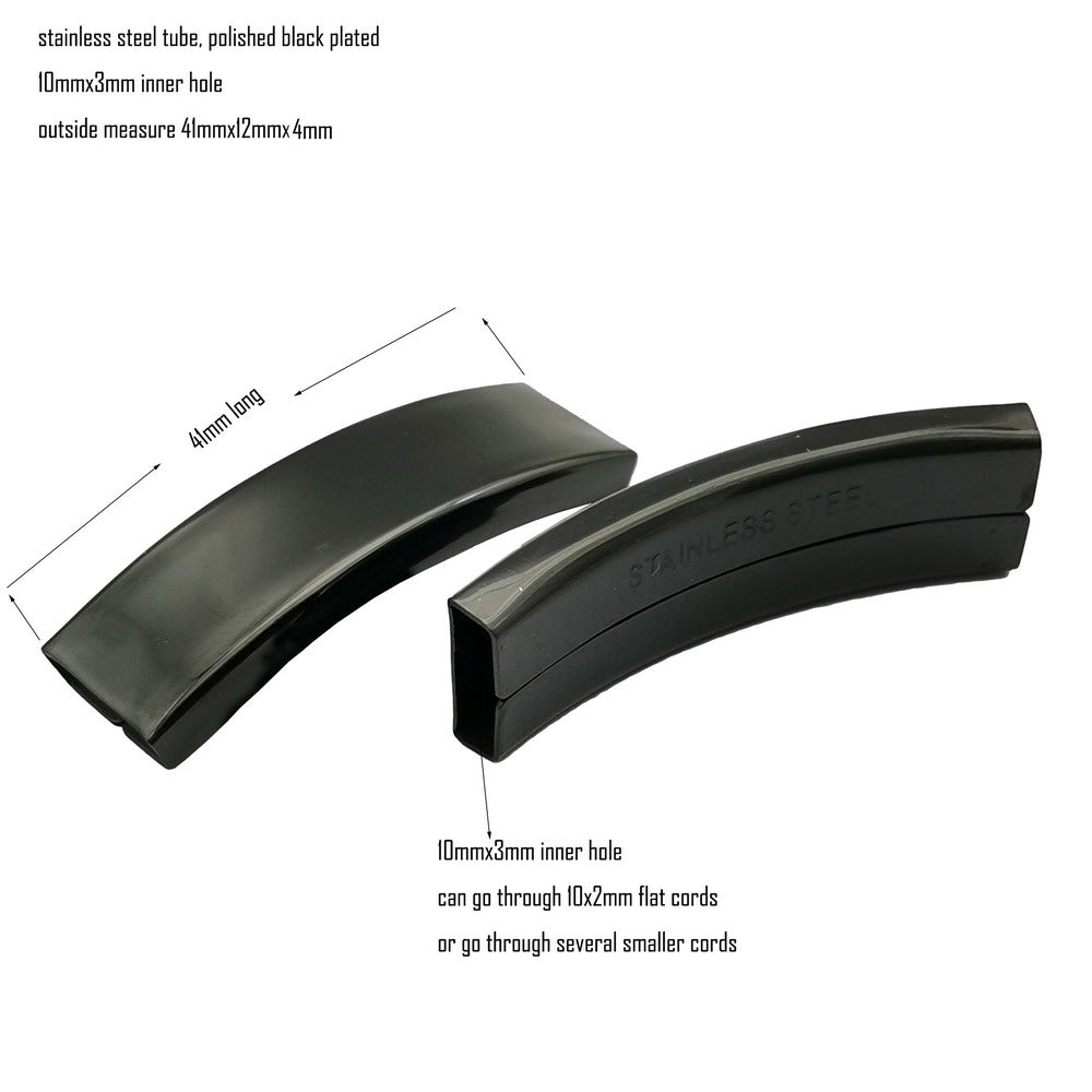 ShapesbyX-3 pièces de curseurs de tube de bracelet en acier inoxydable poli, trou de 10 mm x 3 mm pour bande en silicone 10 x 2 mm
