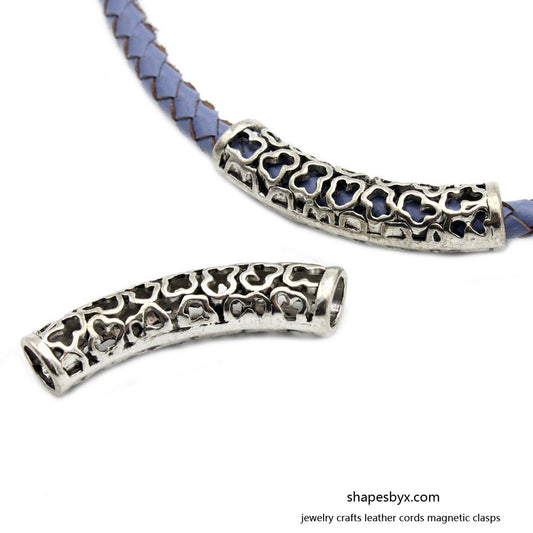ShapesbyX-Fabrication de bracelets curseurs tube artisanat cheveux perles pendentif curseurs trou de 6 mm 2 pièces argent antique