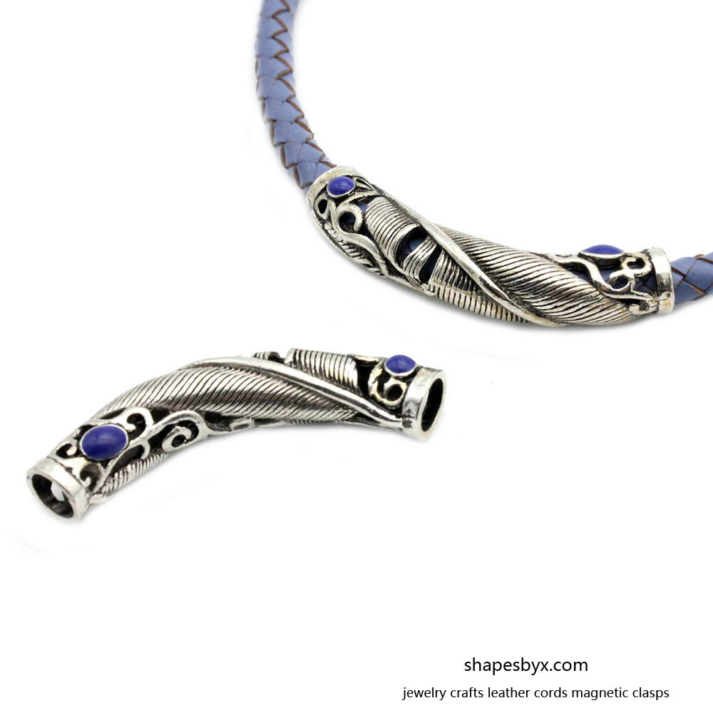Enamel Paint Blue Pack 2 Bracelet Beading Tube Muscle Slider for Jewelry Making Necklace Pendant