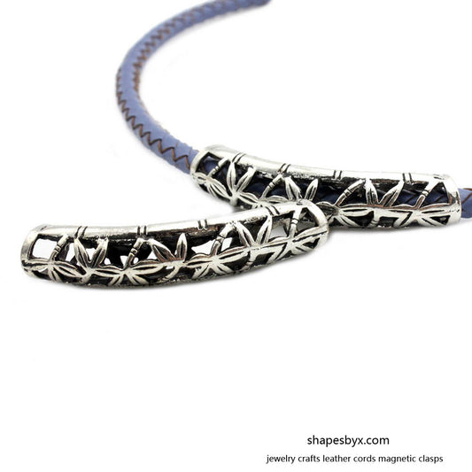 ShapesbyX – 2 Stück 7 mm Loch, ausgehöhltes Rohr in Antiksilber für Armbänder und Halsketten, Perlenschieber